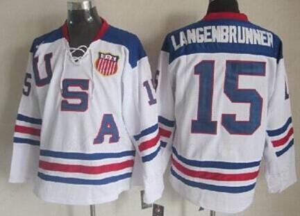 2010 Olympics Usa #15 Jamie Langenbrunner White Jersey