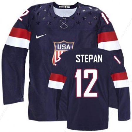 2014 Olympics Usa #12 Derek Stepan Navy Blue Jersey