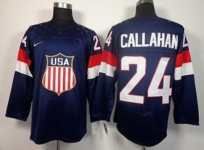 2014 Olympics Usa #24 Ryan Callahan Navy Blue Jersey