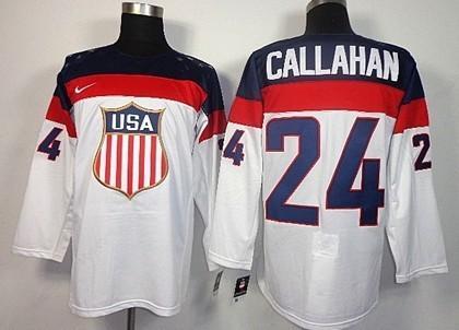 2014 Olympics Usa #24 Ryan Callahan White Jersey