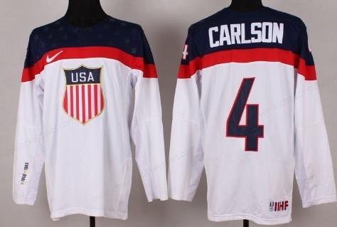 2014 Olympics Usa #4 John Carlson White Jersey