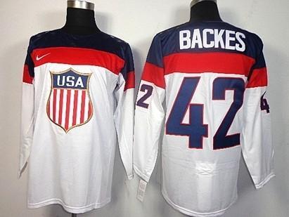 2014 Olympics Usa #42 David Backes White Jersey