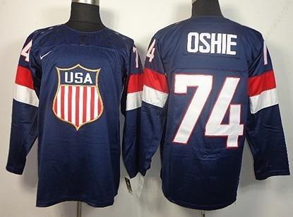 2014 Olympics Usa #74 T.J. Oshie Navy Blue Jersey