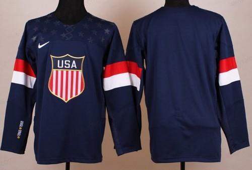 2014 Olympics Usa Blank Navy Blue Jersey