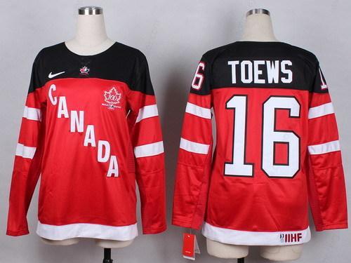 2014/15 Team Canada #16 Jonathan Toews Red 100Th Women’s Jersey