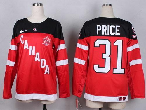 2014/15 Team Canada #31 Carey Price Red 100Th Women’s Jersey