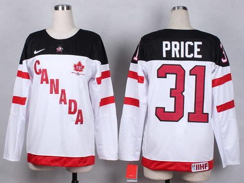 2014/15 Team Canada #31 Carey Price White 100Th Women’s Jersey