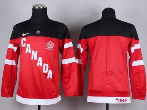 2014/15 Team Canada Blank Red 100Th Kids Jersey