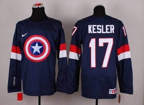 2015 Men’s Team Usa #17 Ryan Kesler Captain America Fashion Navy Blue Jersey