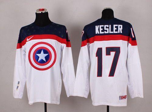 2015 Men’s Team Usa #17 Ryan Kesler Captain America Fashion White Jersey