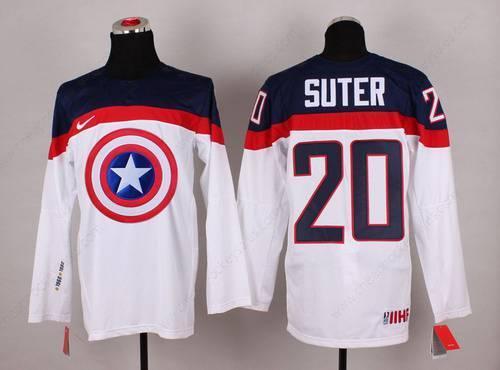 2015 Men’s Team Usa #20 Ryan Suter Captain America Fashion White Jersey
