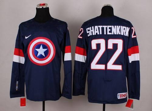 2015 Men’s Team Usa #22 Kevin Shattenkirk Captain America Fashion Navy Blue Jersey