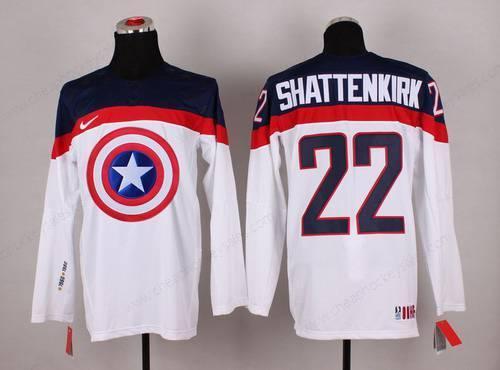 2015 Men’s Team Usa #22 Kevin Shattenkirk Captain America Fashion White Jersey