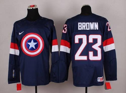 2015 Men’s Team Usa #23 Dustin Brown Captain America Fashion Navy Blue Jersey