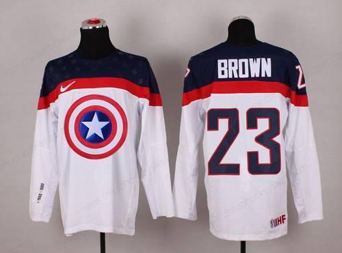 2015 Men’s Team Usa #23 Dustin Brown Captain America Fashion White Jersey