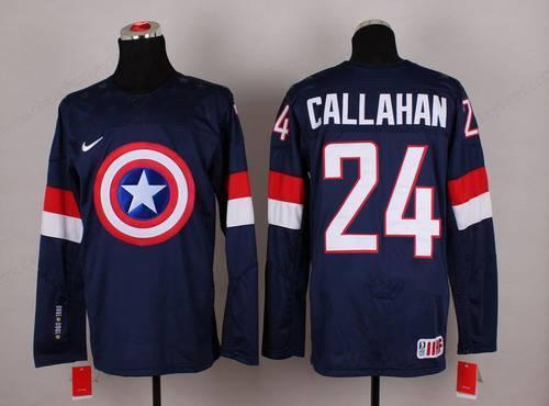2015 Men’s Team Usa #24 Ryan Callahan Captain America Fashion Navy Blue Jersey