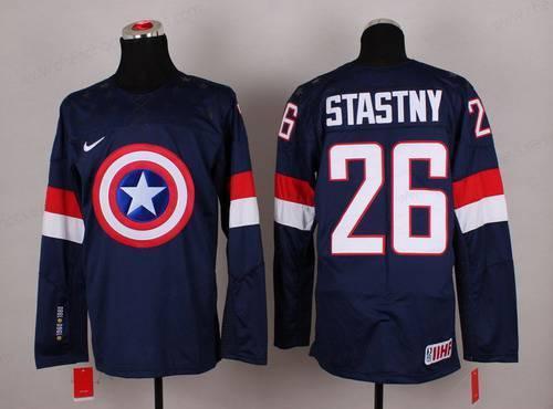2015 Men’s Team Usa #26 Paul Stastny Captain America Fashion Navy Blue Jersey