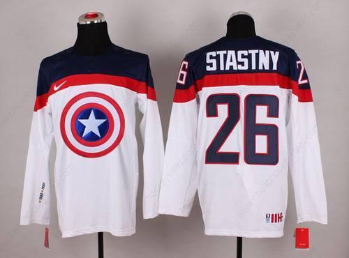 2015 Men’s Team Usa #26 Paul Stastny Captain America Fashion White Jersey