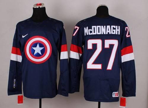 2015 Men’s Team Usa #27 Ryan Mcdonagh Captain America Fashion Navy Blue Jersey