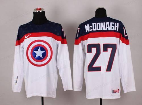 2015 Men’s Team Usa #27 Ryan Mcdonagh Captain America Fashion White Jersey
