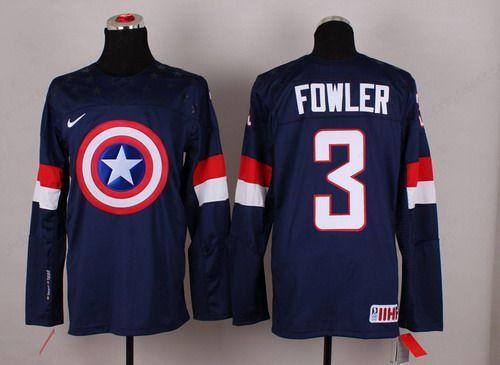 2015 Men’s Team Usa #3 Cam Fowler Captain America Fashion Navy Blue Jersey