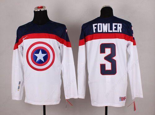 2015 Men’s Team Usa #3 Cam Fowler Captain America Fashion White Jersey