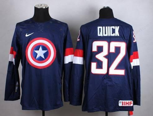 2015 Men’s Team Usa #32 Jonathan Quick Captain America Fashion Navy Blue Jersey