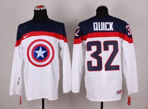 2015 Men’s Team Usa #32 Jonathan Quick Captain America Fashion White Jersey