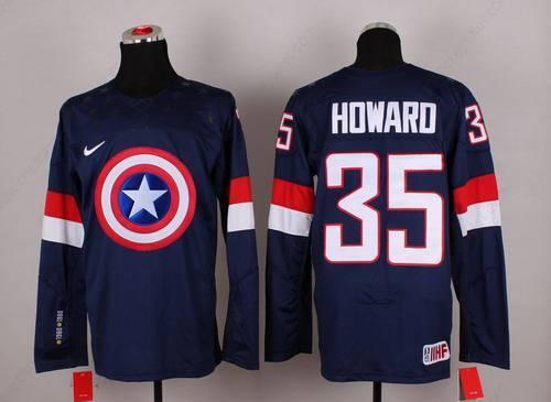 2015 Men’s Team Usa #35 Jimmy Howard Captain America Fashion Navy Blue Jersey