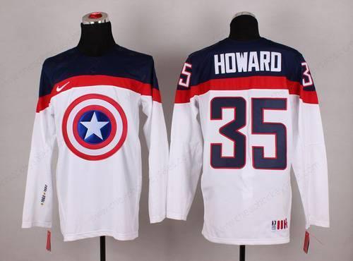 2015 Men’s Team Usa #35 Jimmy Howard Captain America Fashion White Jersey