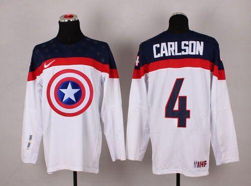 2015 Men’s Team Usa #4 John Carlson Captain America Fashion White Jersey