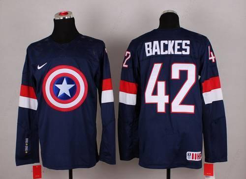 2015 Men’s Team Usa #42 David Backes Captain America Fashion Navy Blue Jersey