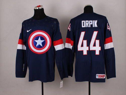 2015 Men’s Team Usa #44 Brooks Orpik Captain America Fashion Navy Blue Jersey