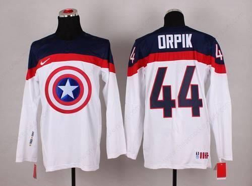 2015 Men’s Team Usa #44 Brooks Orpik Captain America Fashion White Jersey