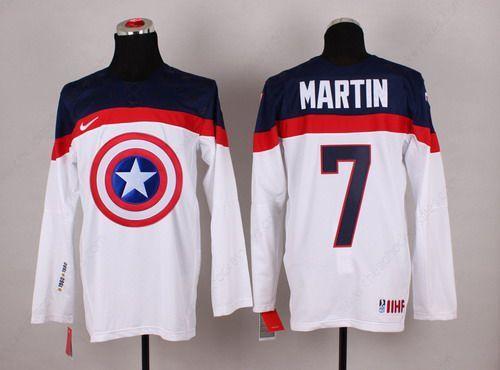 2015 Men’s Team Usa #7 Paul Martin Captain America Fashion White Jersey