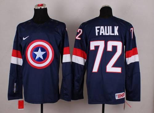 2015 Men’s Team Usa #72 Justin Faulk Captain America Fashion Navy Blue Jersey