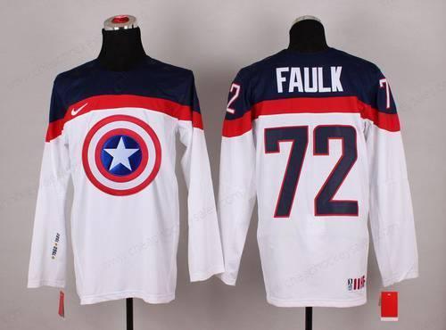 2015 Men’s Team Usa #72 Justin Faulk Captain America Fashion White Jersey