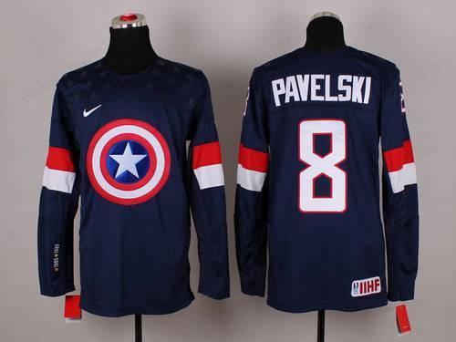 2015 Men’s Team Usa #8 Joe Pavelski Captain America Fashion Navy Blue Jersey