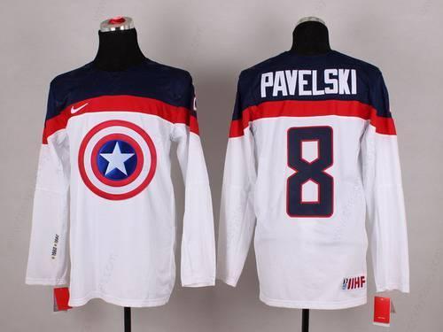 2015 Men’s Team Usa #8 Joe Pavelski Captain America Fashion White Jersey