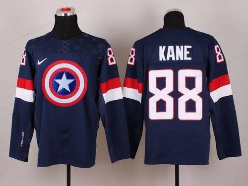 2015 Men’s Team Usa #88 Patrick Kane Captain America Fashion Navy Blue Jersey