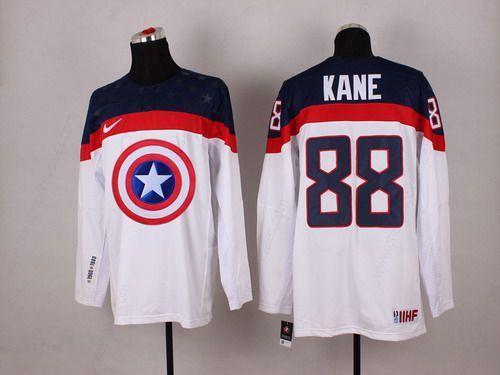 2015 Men’s Team Usa #88 Patrick Kane Captain America Fashion White Jersey