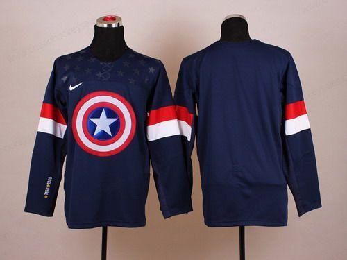 2015 Men’s Team Usa Blank Captain America Fashion Navy Blue Jersey