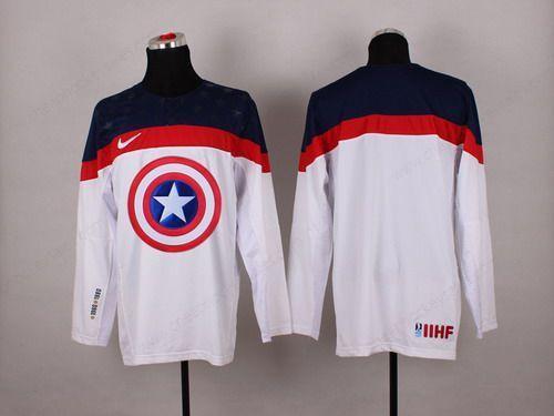 2015 Men’s Team Usa Blank Captain America Fashion White Jersey