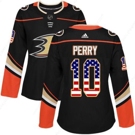 Adidas Anaheim Ducks #10 Corey Perry Black Home Authentic Usa Flag Women’s Stitched NHL Jersey