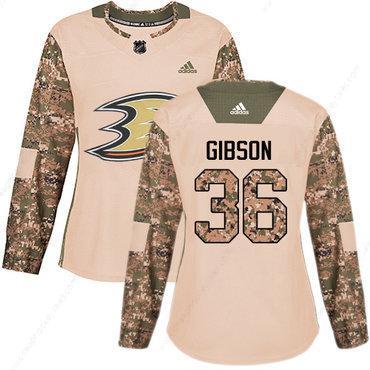 Adidas Anaheim Ducks #36 John Gibson Camo Authentic 2017 Veterans Day Women’s Stitched NHL Jersey