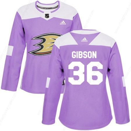 Adidas Anaheim Ducks #36 John Gibson Purple Authentic Fights Cancer Women’s Stitched NHL Jersey