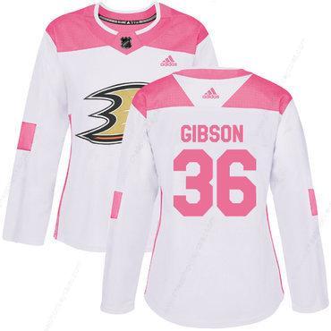 Adidas Anaheim Ducks #36 John Gibson White Pink Authentic Fashion Women’s Stitched NHL Jersey