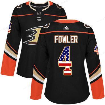 Adidas Anaheim Ducks #4 Cam Fowler Black Home Authentic Usa Flag Women’s Stitched NHL Jersey