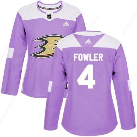 Adidas Anaheim Ducks #4 Cam Fowler Purple Authentic Fights Cancer Women’s Stitched NHL Jersey