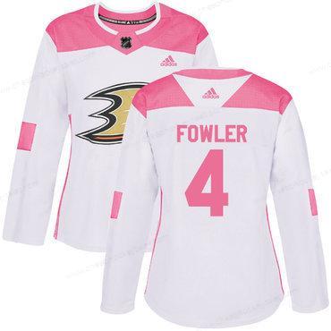 Adidas Anaheim Ducks #4 Cam Fowler White Pink Authentic Fashion Women’s Stitched NHL Jersey